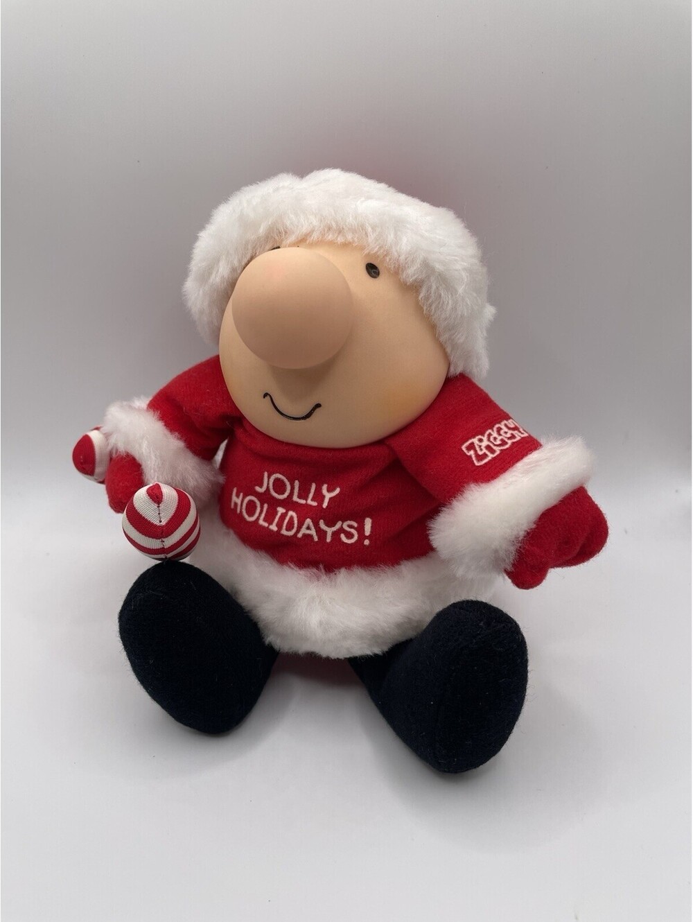 Vintage ZIGGY Plush Christmas JOLLY HOLIDAYS SANTA Stuffed Doll Toy 1989